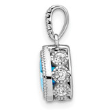 14k White Gold Pear Blue Topaz and Diamond Pendant - PM-AFFCF530-4201