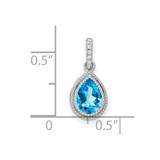 14k White Gold Pear Blue Topaz and Diamond Pendant - PM-AFFCF530-4201