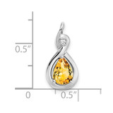 14k White Gold Pear Citrine and Diamond Pendant - PM-3AC59A8B-5418