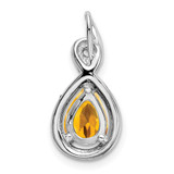 14k White Gold Pear Citrine and Diamond Pendant - PM-3AC59A8B-5418