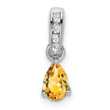 14K White Gold Pear Citrine and Diamond Pendant - PM-6B269D24-7641