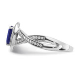 14k White Gold Pear Created Sapphire and Diamond Halo Ring