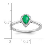 14k White Gold Pear Emerald and Diamond Halo Ring