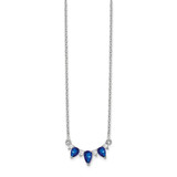 14k White Gold Pear Sapphire and Diamond 18 inch Necklace