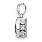 14k White Gold Pear Sapphire and Diamond Pendant