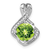 14k White Gold Peridot and Diamond Pendant - PM-E6F7502F-9058