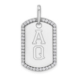 14k White Gold Personalized Diamond Dog Tag Charm