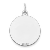 14k White Gold Plain .035 Gauge Round Engravable Disc Charm - XW-B746394D-6205