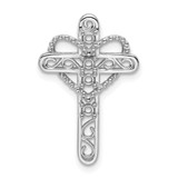 14k White Gold Polish Filigree 4-Stone Mothers Cross Pendant Mounting