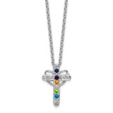 14k White Gold Polish Filigree 5-Stone Mothers Cross Pendant Mounting