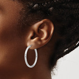 14k White Gold Polished & D/C Endless Hoop Earrings - TF-743B51E8-8482