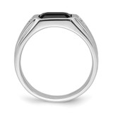 14k White Gold Polished & Satin Onyx & Diamond Mens Ring - RM-2A0EE708-7428