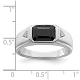 14k White Gold Polished & Satin Onyx & Diamond Mens Ring - RM-2A0EE708-7428