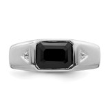 14k White Gold Polished & Satin Onyx & Diamond Mens Ring - RM-2A0EE708-7428