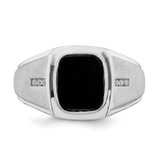 14k White Gold Polished & Satin Onyx & Diamond Mens Ring - RM-966DE8E2-5420