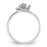14k White Gold Polished .004ct. Diamond & 3mm Round Gemstone Ring Mounting