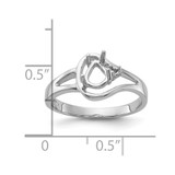 14k White Gold Polished .02ct. Diamond & 6x4 Pear Gemstone Ring Mounting