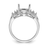 14k White Gold Polished .11ct. Diamond & 10x8 Oval Gemstone Ring Mounting