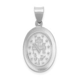 14k White Gold Polished / Satin Miraculous Medal Hollow Pendant - XR-ABD21CBC-4942