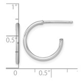 14k White Gold Polished 1.5 x 16mm Solid C-Hoop Post Earrings