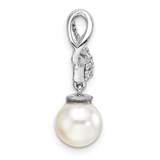 14K White Gold Polished 1/10 carat Diamond and White Freshwater Cultured Pearl Chain Slide - PM-2D3D6B9A-5876