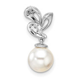 14K White Gold Polished 1/10 carat Diamond and White Freshwater Cultured Pearl Chain Slide - PM-8C2E8C9D-7576