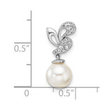 14K White Gold Polished 1/10 carat Diamond and White Freshwater Cultured Pearl Chain Slide - PM-8C2E8C9D-7576