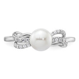 14K White Gold Polished 1/10 carat Diamond and White Freshwater Cultured Pearl Size 7 Ring - RM-A4230765-6697