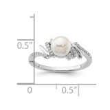 14K White Gold Polished 1/10 carat Diamond and White Freshwater Cultured Pearl Size 7 Ring - RM-A4E73863-5918