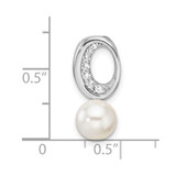 14K White Gold Polished 1/15 carat Diamond and White Freshwater Cultured Pearl Chain Slide