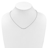 14K White Gold Polished 1/20 carat Diamond Curved Bar 18 inch Necklace