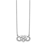 14k White Gold Polished 1/5 carat Diamond Infinity with Heart 18 inch Necklace