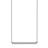 14k White Gold Polished 1/8 carat Diamond Bar 18 inch Necklace