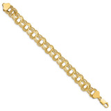14k 11mm Solid Triple Link 7 inch Charm Bracelet