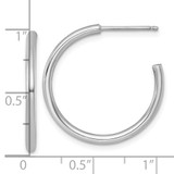 14k White Gold Polished 2.0 x 25mm Tube C-Hoop Post Earrings