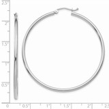 14k White Gold Polished 2x50mm Tube Hoop Earrings