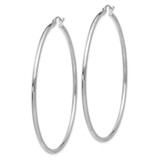 14k White Gold Polished 2x60mm Lightweight Tube Hoop Earrings