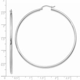14k White Gold Polished 2x60mm Lightweight Tube Hoop Earrings