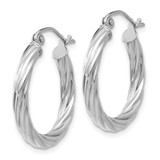 14k White Gold Polished 3.25mm Twisted Hoop Earrings - TC-3D1D851D-3806