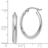 14k White Gold Polished 3.5mm Oval Hoop Earrings - TE-FA707B21-4336