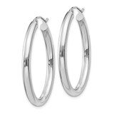 14k White Gold Polished 3.5mm Oval Tube Hoop Earrings - TC-D8A13F58-9914
