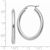 14k White Gold Polished 3.5mm Oval Tube Hoop Earrings - TC-D8A13F58-9914