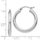 14K White Gold Polished 3mm Lightweight Tube Hoop Earrings - T8-73547670-5856