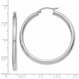 14K White Gold Polished 3mm Tube Hoop Earrings - T8-0182CB83-5682