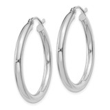 14K White Gold Polished 3mm Tube Hoop Earrings - T8-F1BB53D2-5189