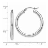 14K White Gold Polished 3mm Tube Hoop Earrings - T8-F1BB53D2-5189