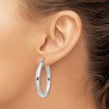 14K White Gold Polished 4mm Lightweight Tube Hoop Earrings - T8-ED0691B2-4646