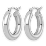 14k White Gold Polished 4mm Tube Hoop Earrings - T1-21F1AC8E-5888