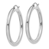 14K White Gold Polished 4mm Tube Hoop Earrings - T8-4EDAF237-6913