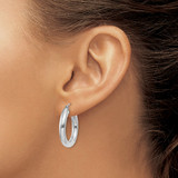 14K White Gold Polished 4mm Tube Hoop Earrings - T8-889AA515-5513